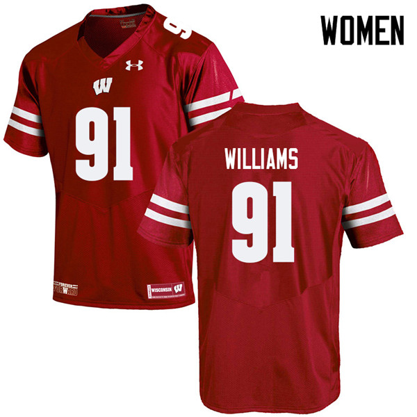 Women #91 Bryson Williams Wisconsin Badgers College Football Jerseys Sale-Red - Click Image to Close